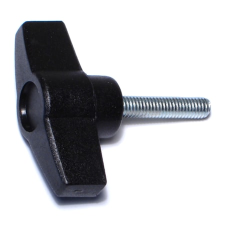 6mm-1.0 X 30mm Black Plastic Coarse Male Threaded Stud T-Knobs 2PK